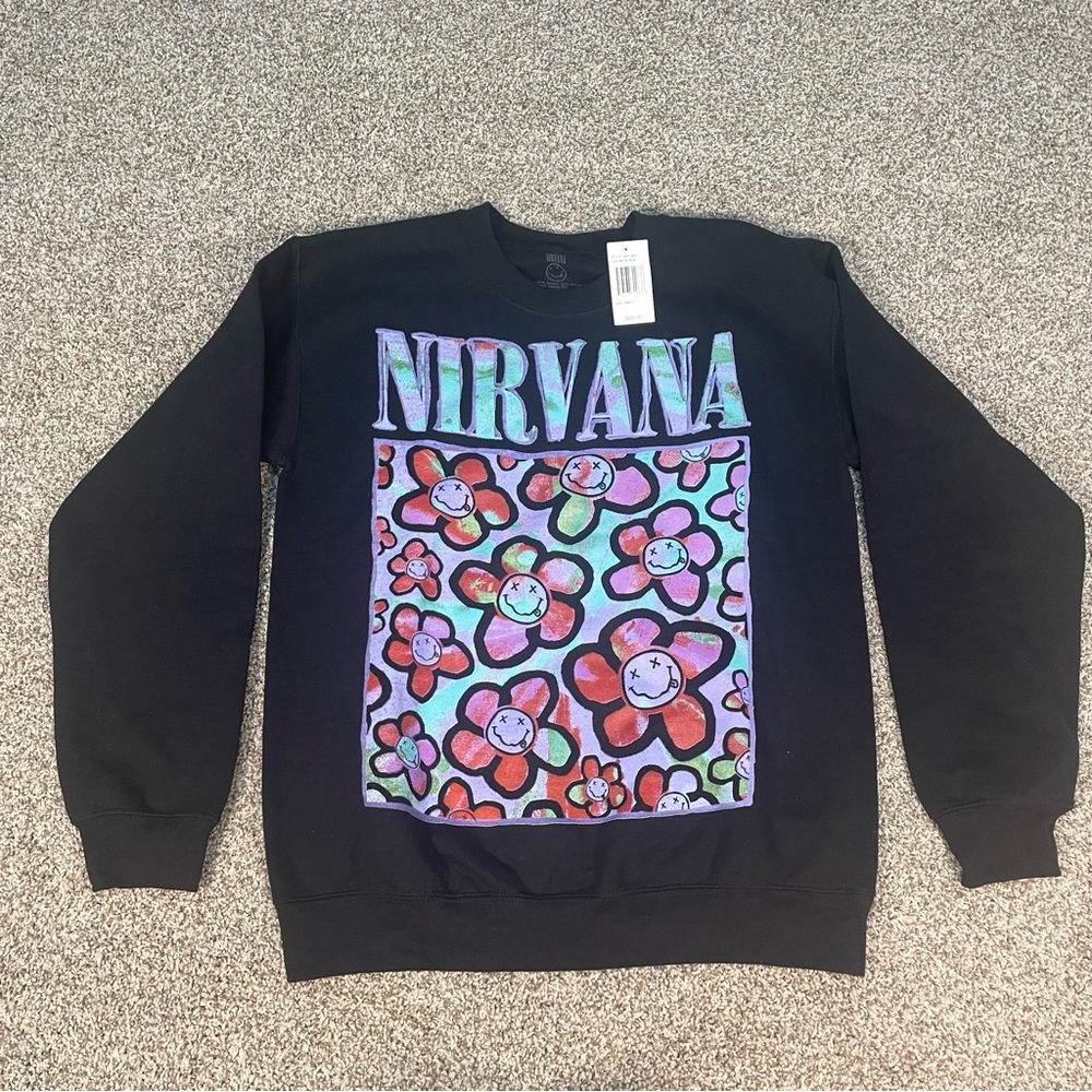 NIRVANA Black Sweatshirt with Iconic Logo